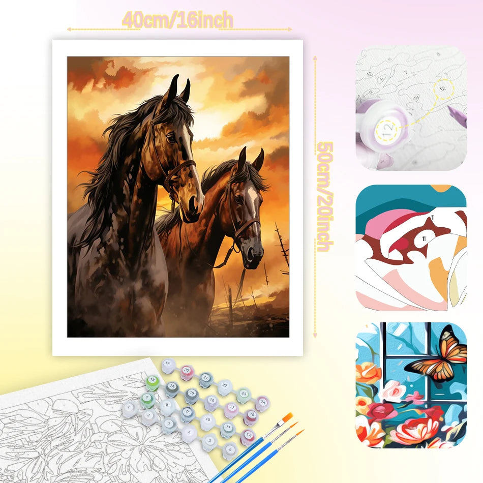 Horse Paint by Number Kits for Adults